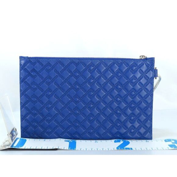 ✨STUNNING! Versace Cobalt Blue Leather Pouch Clutch w/ Dust Bag - Picture 2 of 8